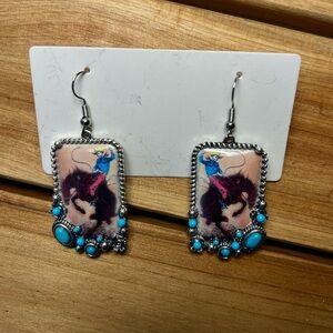 Turquoise and Silver Western Earrings